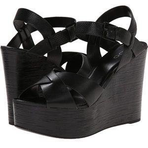 Aldo Shoes Regnano Black Wedge Women’s Sandal Size 7